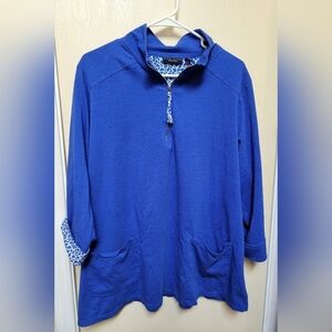 Susan Graver Blue Quarter-Zip Pullover
